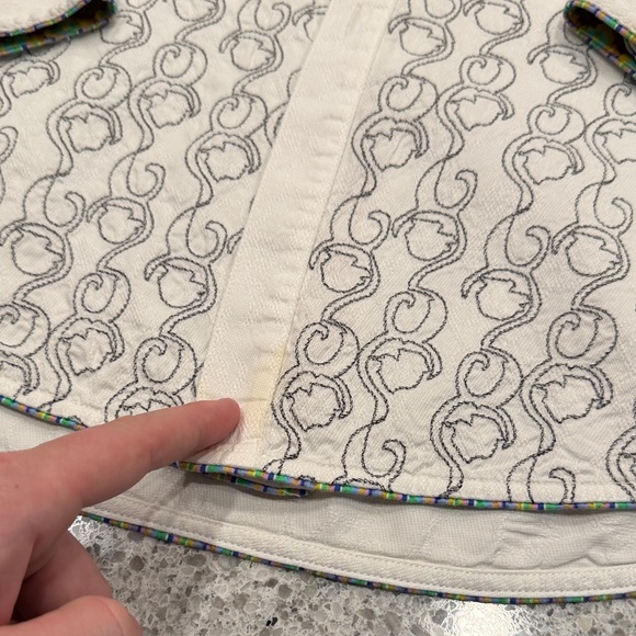 Men's Robert Graham White Patterned Shirt with Flip Cuff Size Large Embroidered - Picture 6 of 10